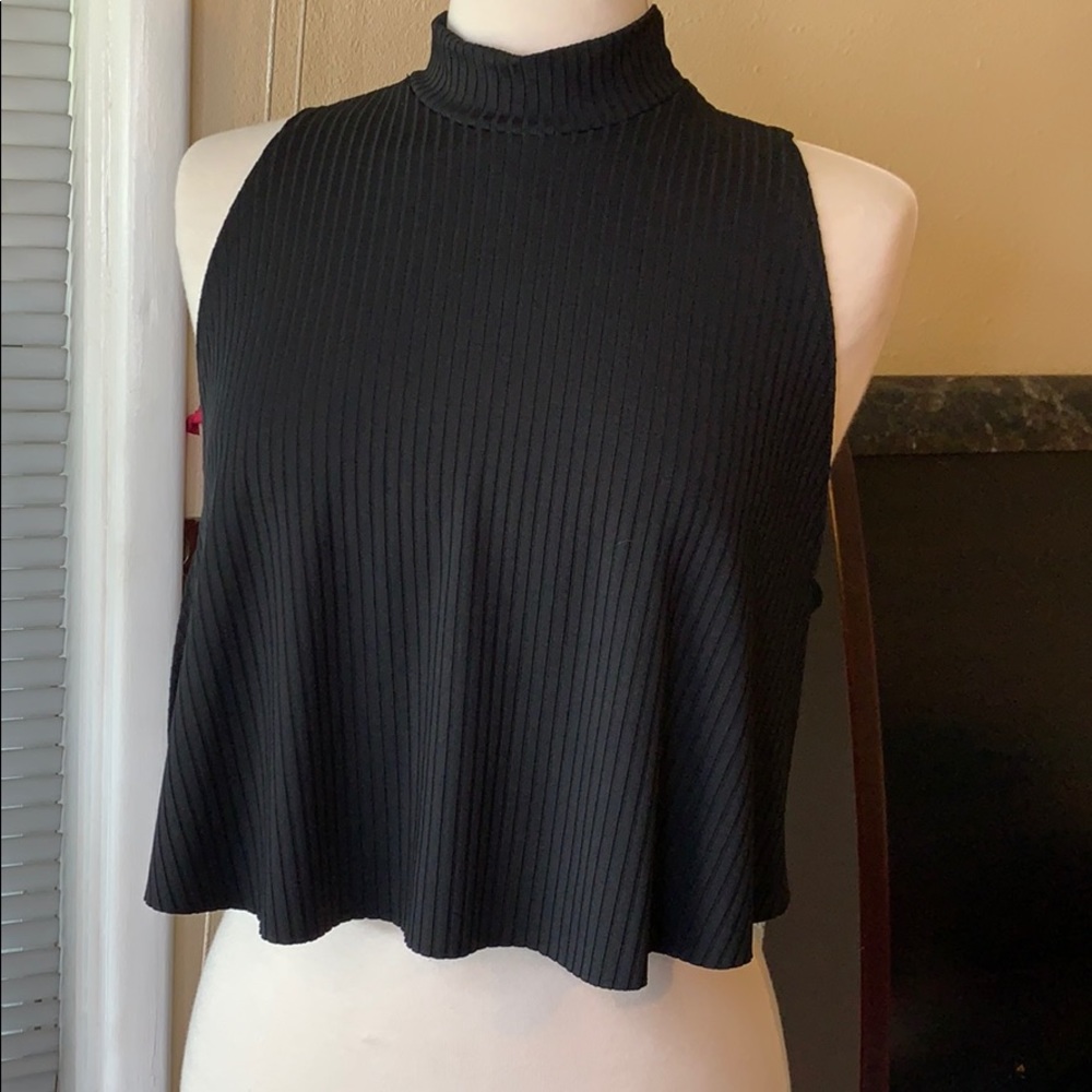Mock neck side slit shirt